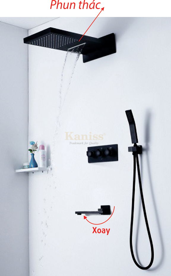 KS-3075TD Sen tắm đứng nóng lạnh âm tường